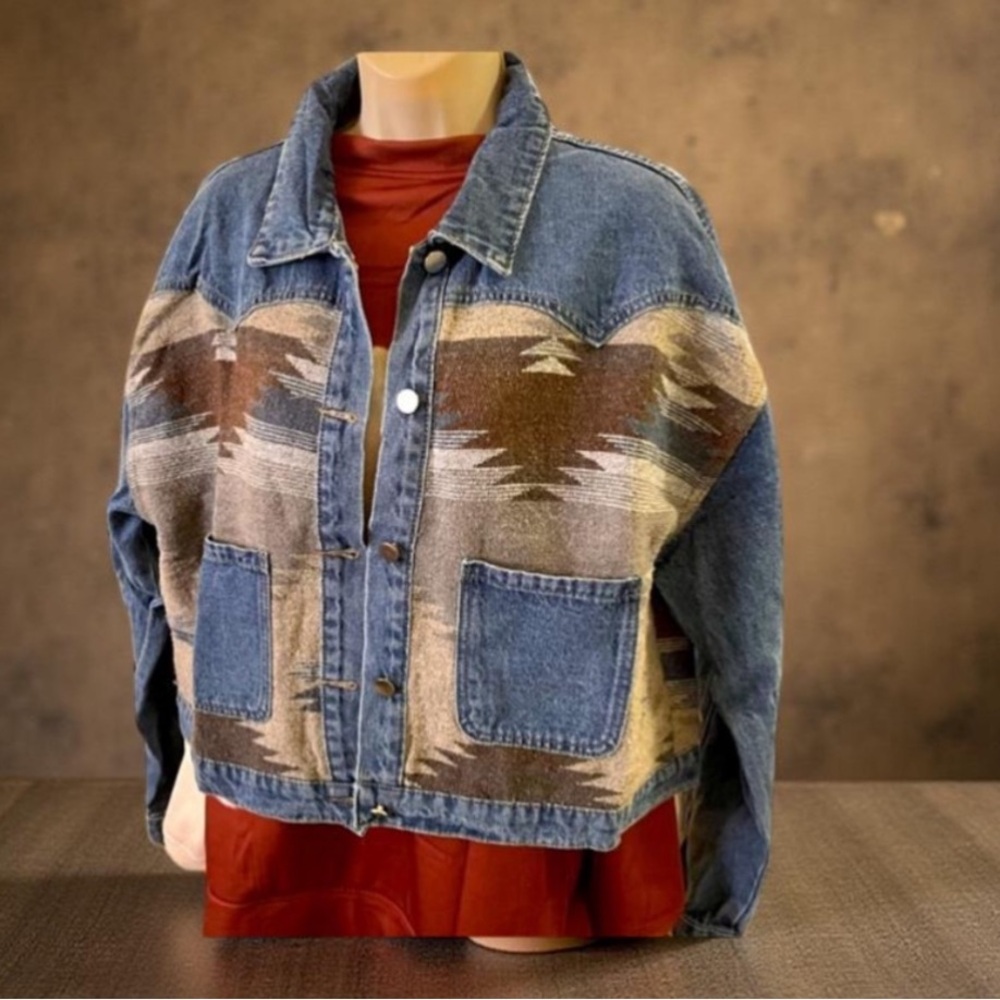 Denim jacket Aztec Pattern Jacket Aztec Patterned Design New Boutique - Picture 13 of 14
